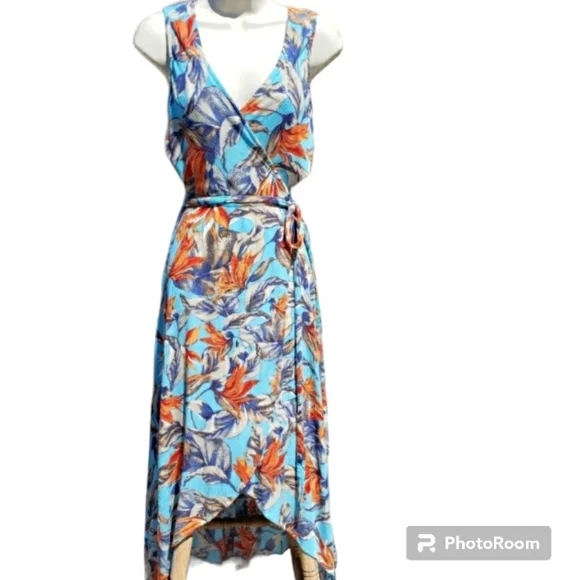 Lulu's Maxi Dress Wrap Tropical Ret $119πΊ - Picture 4 of 11